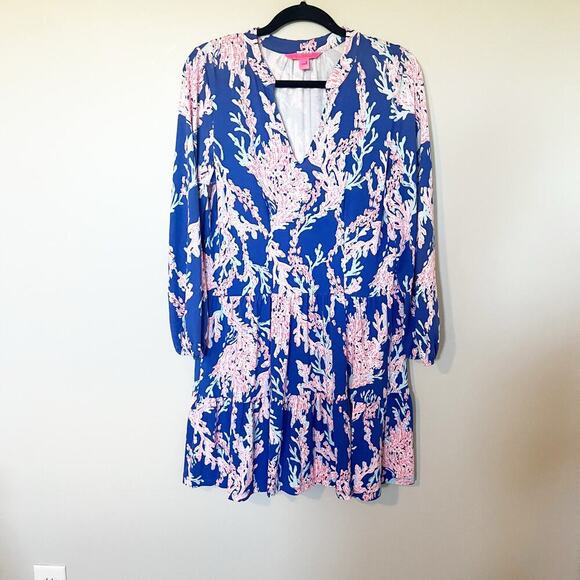 Lilly Pulitzer Traci Long‎ Sleeve Dress Borealis BlueSwim On Over medium 10652